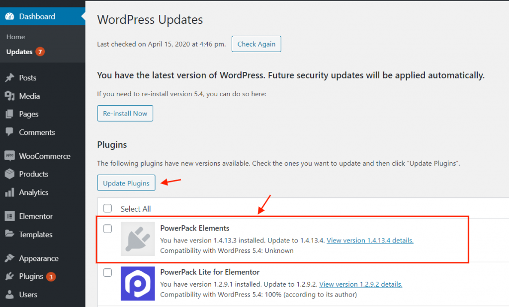 Update PowerPack from the WordPress updates page.