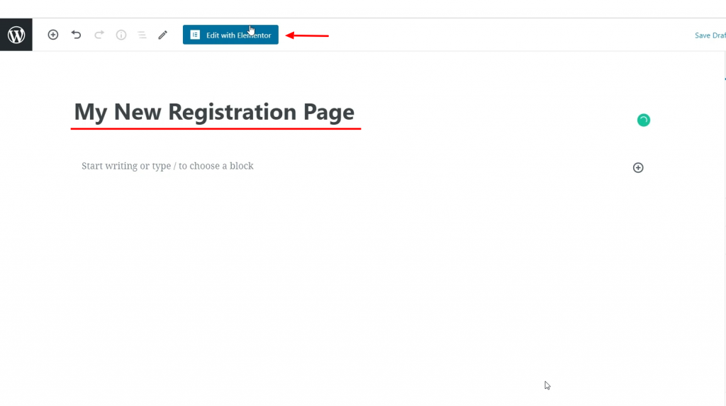 Registration Page Elementor