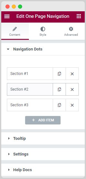 One Page Navigation Dots