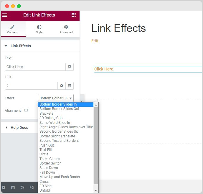 PowerPack's Link Effects widget