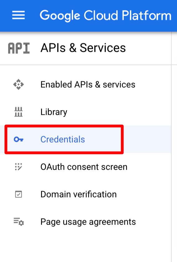 Credentials – APIs & Services 