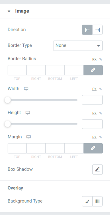 Image Section in the Style Tab of the Card Slider